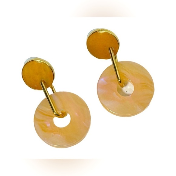 NWT J. Crew Disc Planet Rings Drop Earrings in Pale Nectar, Hypoallergenic Posts - Picture 5 of 10